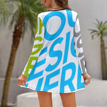 Lade das Bild in den Galerie-Viewer, Multi-Image-Design Damen / Frauen Langarm Kleid Jerseykleid Sommer NZ035 mit Foto Design Motiv Text selbst gestalten und bedrucken

