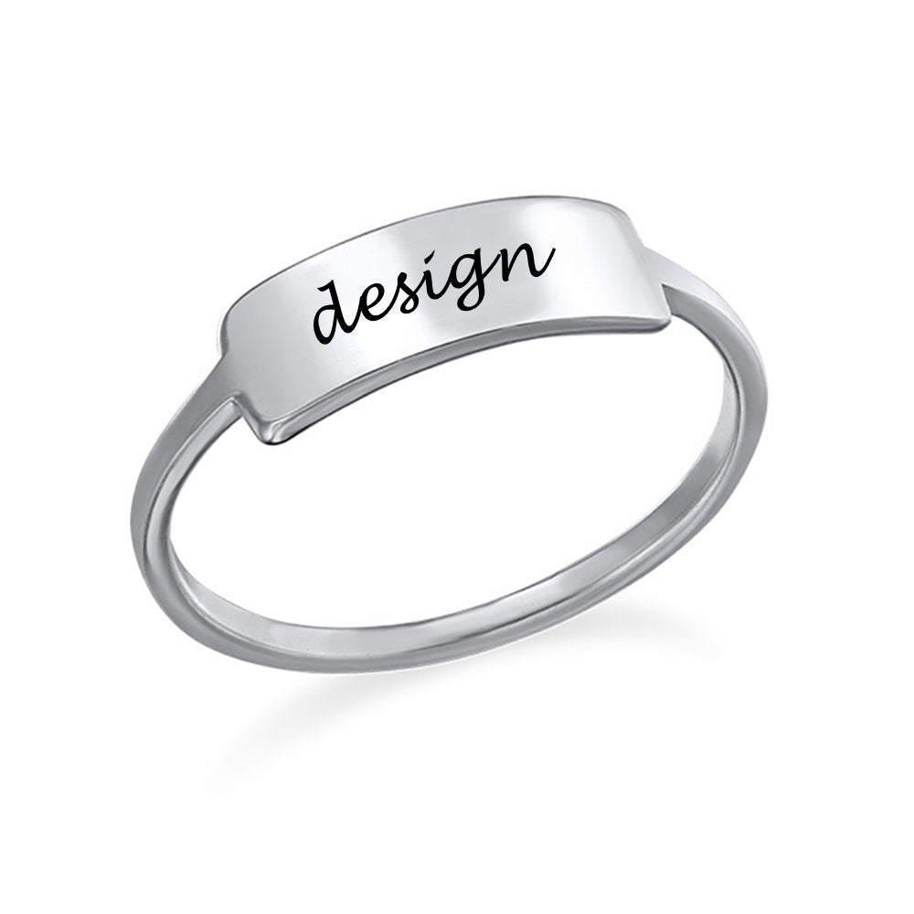 Personalisierter Gravierter Kupfer Namensschild Ring J0019 mit Namensplakette mit Namen Gravur selbst gestalten