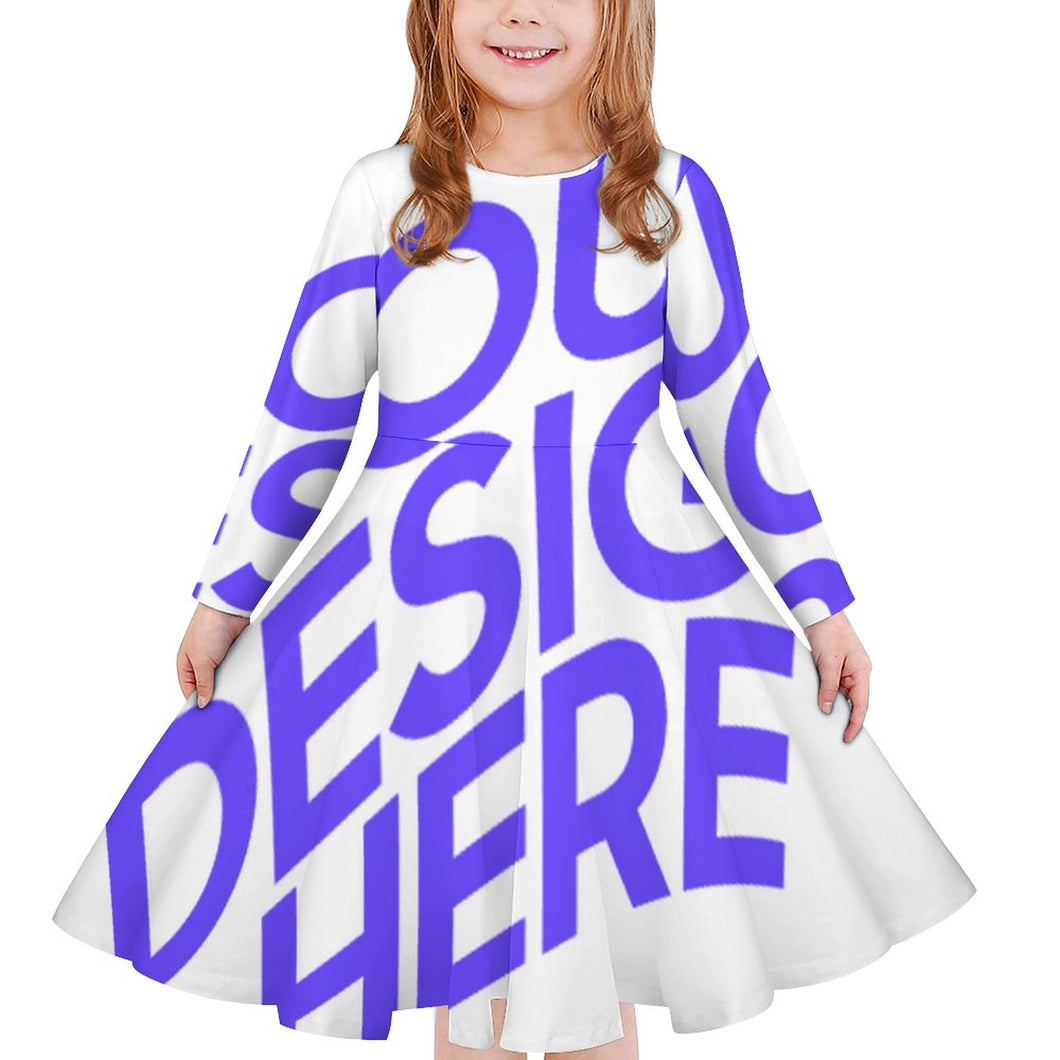Einzelbild-Design Mädchen Langarm Kleid CRQ mit Foto Design Motiv Text selbst gestalten und bedrucken