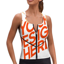 Lade das Bild in den Galerie-Viewer, Sport BH Tank Top Crop Top Yoga Top mit Kapuze und Reißverschluss B772 mit Fotos Muster Text Logo selbst gestalten und bedrucken
