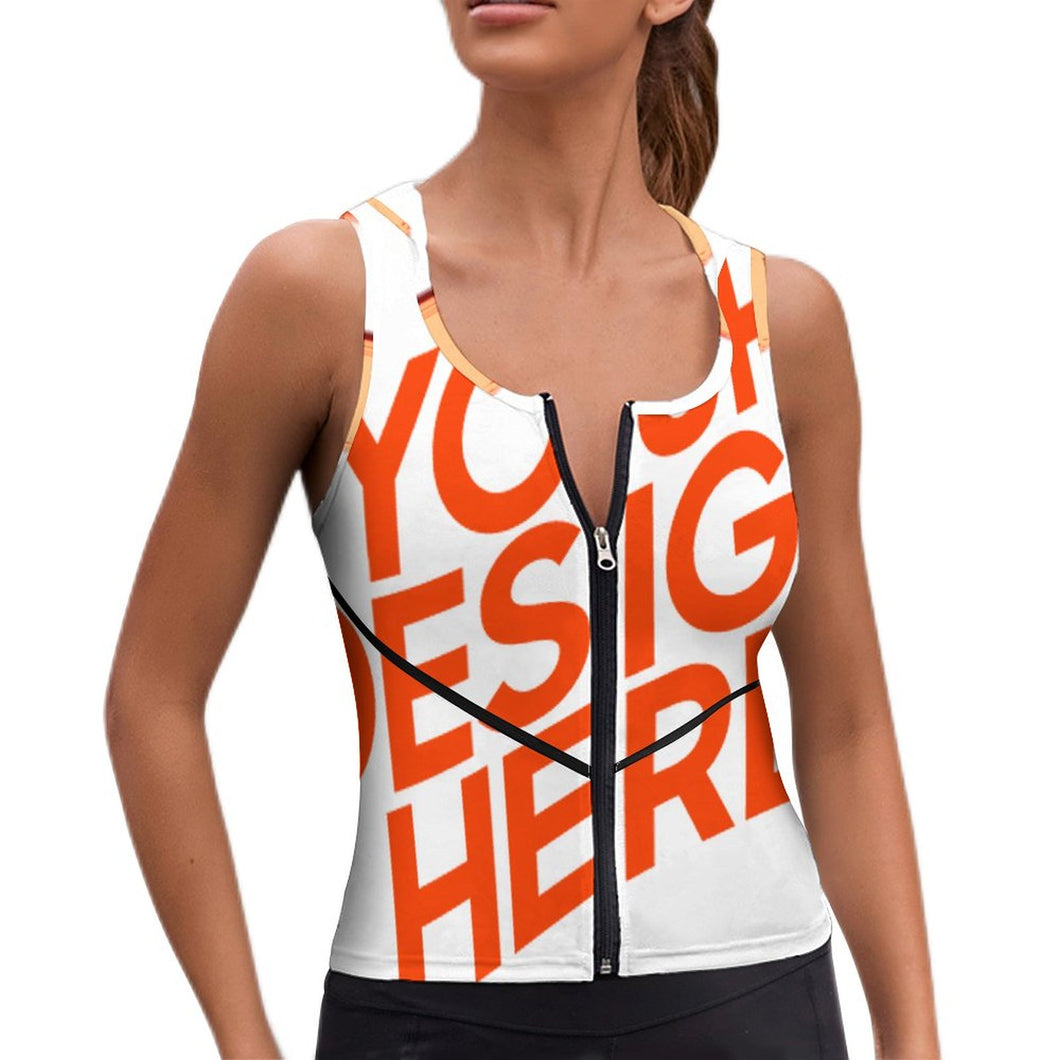 Sport BH Tank Top Crop Top Yoga Top mit Kapuze und Reißverschluss B772 mit Fotos Muster Text Logo selbst gestalten und bedrucken