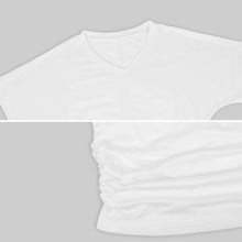 Lade das Bild in den Galerie-Viewer, Multi-Image-Druck Tshirt Frauen Kurzarmshirt mit V-Ausschnitt mit Falten Dekoration BHT mit Namen Fotos Text selbst gestalten und bedrucken
