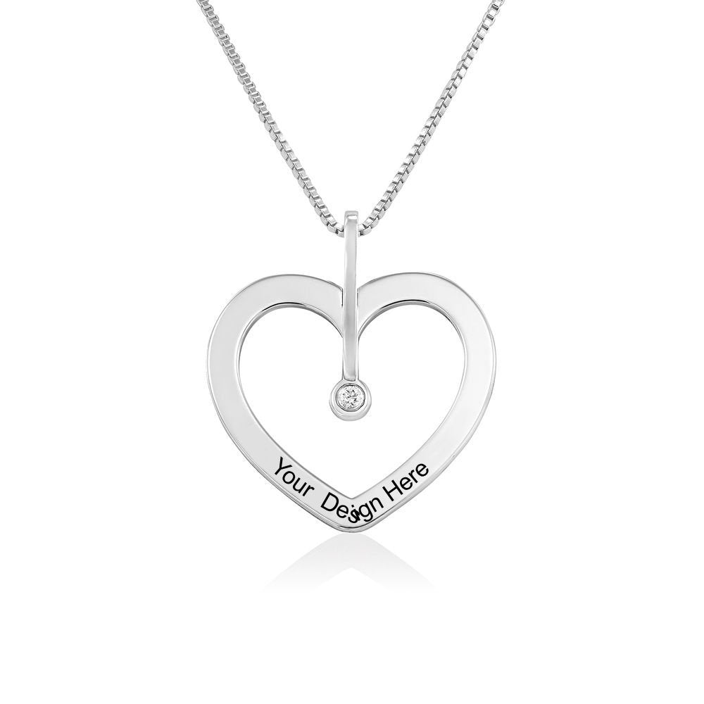 Herz Halskette mit Diamanten X0068 mit Wunschgravur mit 18K Gold Roségold Vergoldung selbst gestalten
