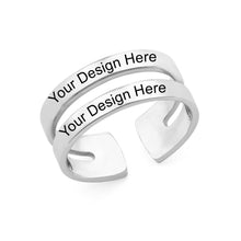 Lade das Bild in den Galerie-Viewer, Personalisierter Doppelring Ring J0016 mit Text Gravur nach Wunsch mit 18K Gold Roségold Vergoldung selbst gestalten
