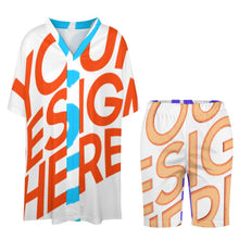 Lade das Bild in den Galerie-Viewer, Multi Images Druck Blusenshirt mit V-Ausschnitt mit Fledermausärmeln OTZ 2 tlg. Set mit Foto Muster Text Logo selbst gestalten und bedrucken
