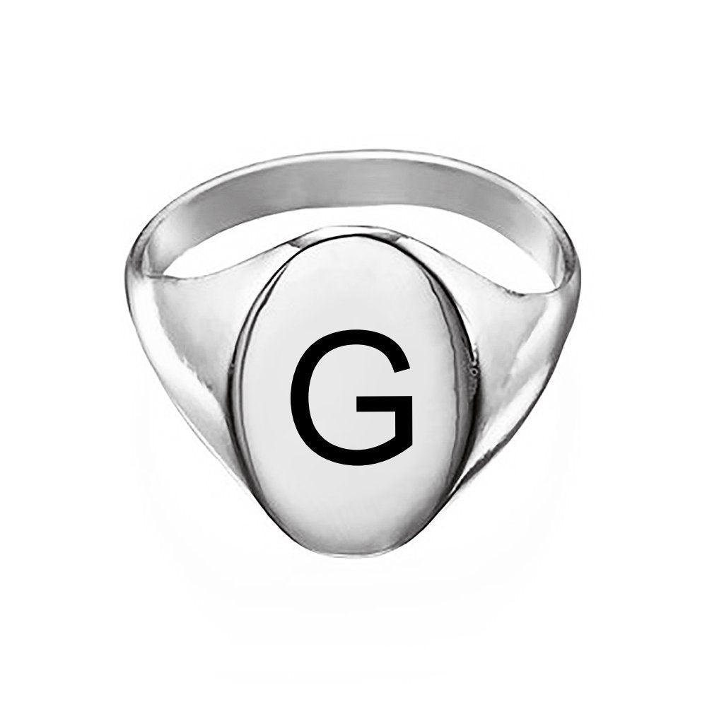 Personalisierter Kupfer Oval Seal Ring Initialensiegelring J0026 mit Namen Gravur selbst gestalten