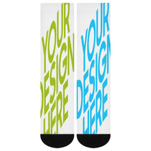 Lade das Bild in den Galerie-Viewer, Multi-Image-Design Socken lang Damen Herren mit Ihrem Design Motiv und Foto selbst gestalten und bedrucken (Zehen und Fersen schwarz)
