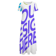 Lade das Bild in den Galerie-Viewer, Multi-Image-Druck Damen / Frauen Große Größen Kurzarm Shirtkleid B523 mit Fotos Muster Text Logo selbst gestalten und bedrucken

