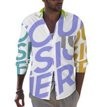 Lade das Bild in den Galerie-Viewer, Multi-Image-Druck Langarmhemd Shirt mit Reverstasche AY007 für Herren mit Fotos Muster Text Logo selbst gestalten und bedrucken
