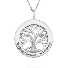 Lade das Bild in den Galerie-Viewer, Lebensbaumkette mit Zirkonias aus Gold- / Rosévergoldetes 925er Sterling Silber X0006 mit Namen Gravur selbst gestalten
