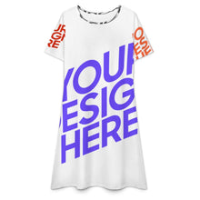 Lade das Bild in den Galerie-Viewer, Multi-Image-Design Damen / Frauen Shirtkleid Kurzarm Kleid Shirt Kleid F77Q mit Foto Design Motiv Text selbst gestalten und bedrucken
