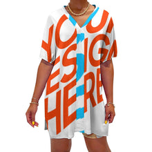 Lade das Bild in den Galerie-Viewer, Multi Images Druck Blusenshirt mit V-Ausschnitt mit Fledermausärmeln OTZ 2 tlg. Set mit Foto Muster Text Logo selbst gestalten und bedrucken
