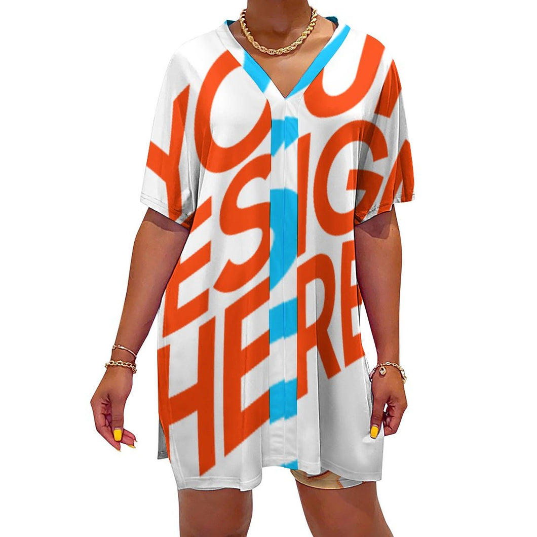 Multi Images Druck Blusenshirt mit V-Ausschnitt mit Fledermausärmeln OTZ 2 tlg. Set mit Foto Muster Text Logo selbst gestalten und bedrucken