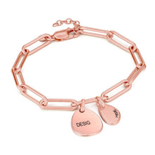 Lade das Bild in den Galerie-Viewer, 925 Sterling Silber Damen Büroklammer Charm Armkette ME Link Chain S0001 mit Gravur mit 18K Gold Roségold Vergoldung Länge verstellbar selbst gestalten
