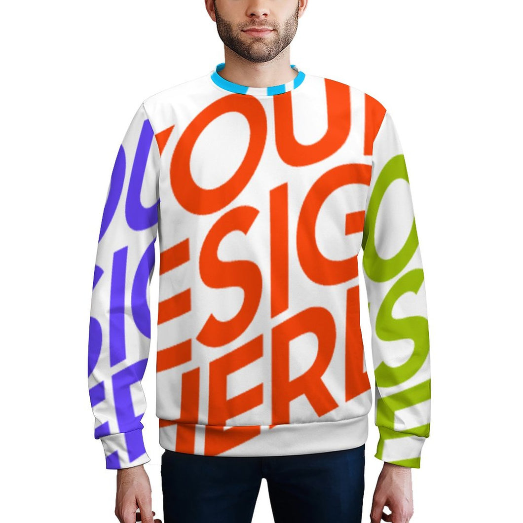 Multi-Image-Druck Männer / Herren Voll Print Sweatshirt Pullover mit Rundhalsausschnitt & Raglan-Ärmeln mit Fotos Muster Text Logo selbst gestalten und bedrucken