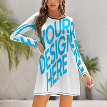 Lade das Bild in den Galerie-Viewer, Wunderschönes NZ015 Kleid mit rundem Ausschnitt mit vollem Arm für Damen / Frauen selbst gestalten und bedrucken
