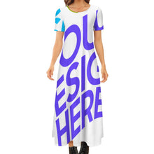 Lade das Bild in den Galerie-Viewer, Multi-Image-Druck Damen / Frauen Große Größen Kurzarm Shirtkleid B523 mit Fotos Muster Text Logo selbst gestalten und bedrucken
