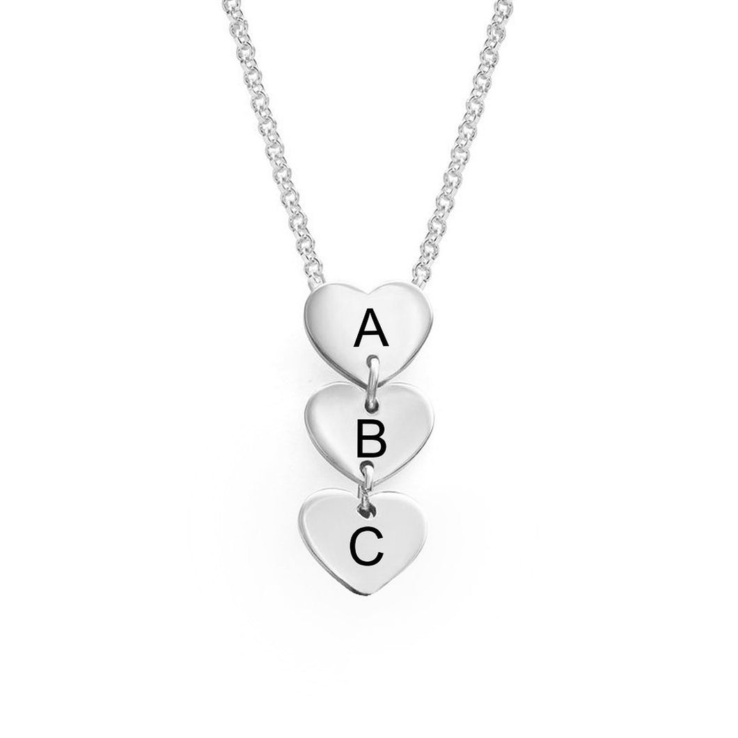 Herzförmige Familienkette mit Drei Herzen Anhänger X0056 in Sterling Silber mit 18K Gold Roségold Vergoldung Länge verstellbar selbst gestalten