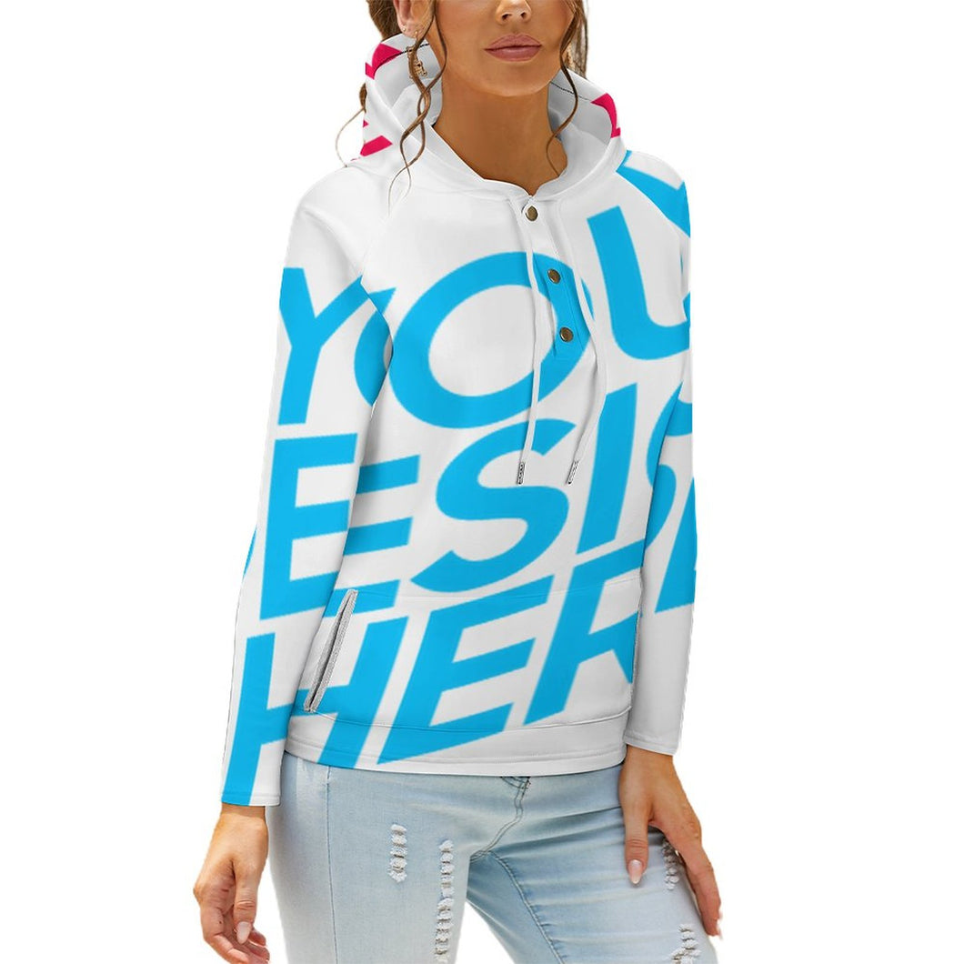 Kapuzenpullover Sweatshirt Hoodie QH mit Knöpfen für Damen Frauen mit Foto selbst gestalten und bedrucken
