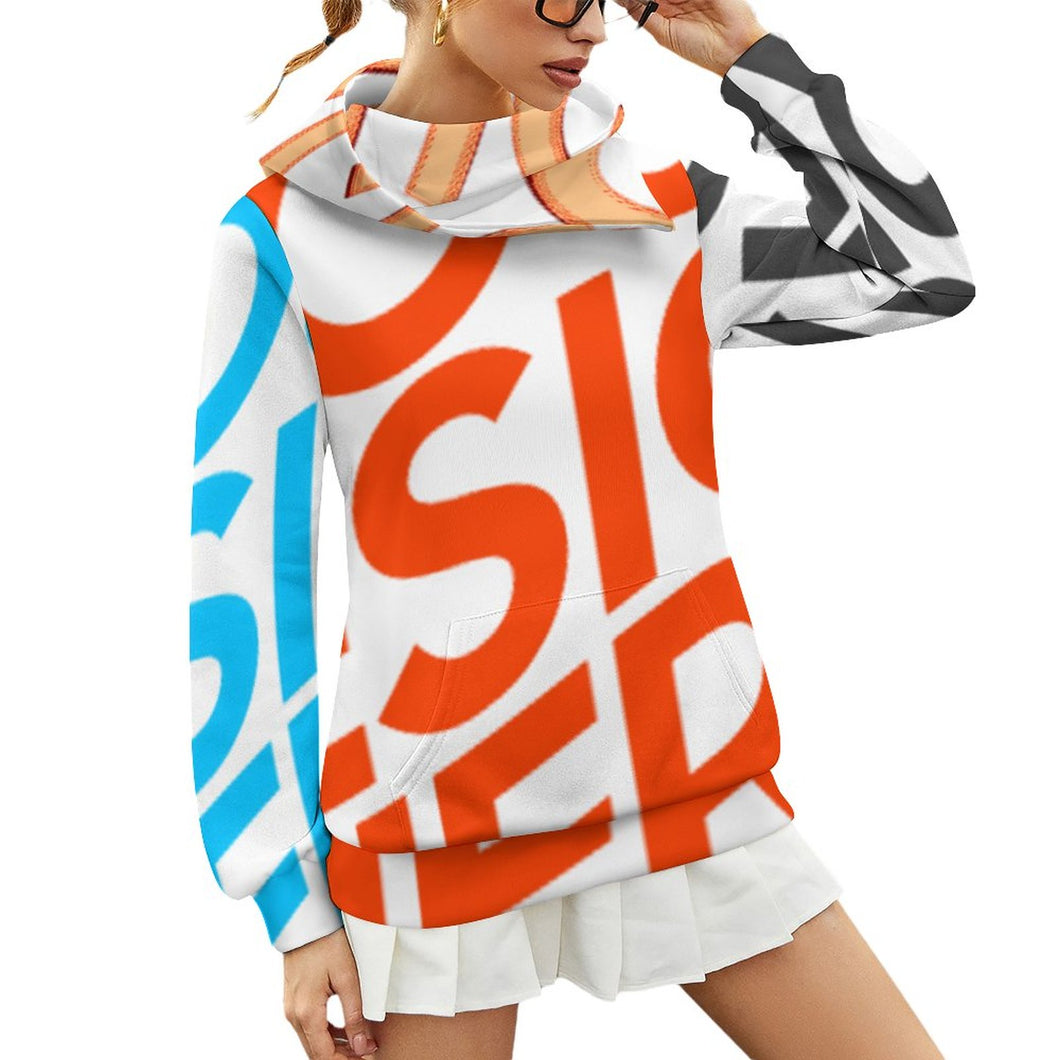 Multi-Image-Druck All Over-Druck Kapuzensweatshirt melierter Sweater mit Kapuze & Kontrastdetails AKHDHC3 mit Fotos Muster Text Logo selbst gestalten und bedrucken