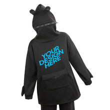 Lade das Bild in den Galerie-Viewer, Doppelseitiger Druck Winter Warmes Frosch Hoodie Kapuzenpullover mit großer Tasche für Mädchen Frauen mit Foto Muster Text selbst gestalten und bedrucken
