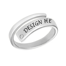 Lade das Bild in den Galerie-Viewer, Damen / Herren Zirkonia Ring 925 Sterling Silber / 18K Gold Vergoldung / 18 K Roségold plattiert Eingewickelter Namensring mit Gravur J0003 selbst gestalten

