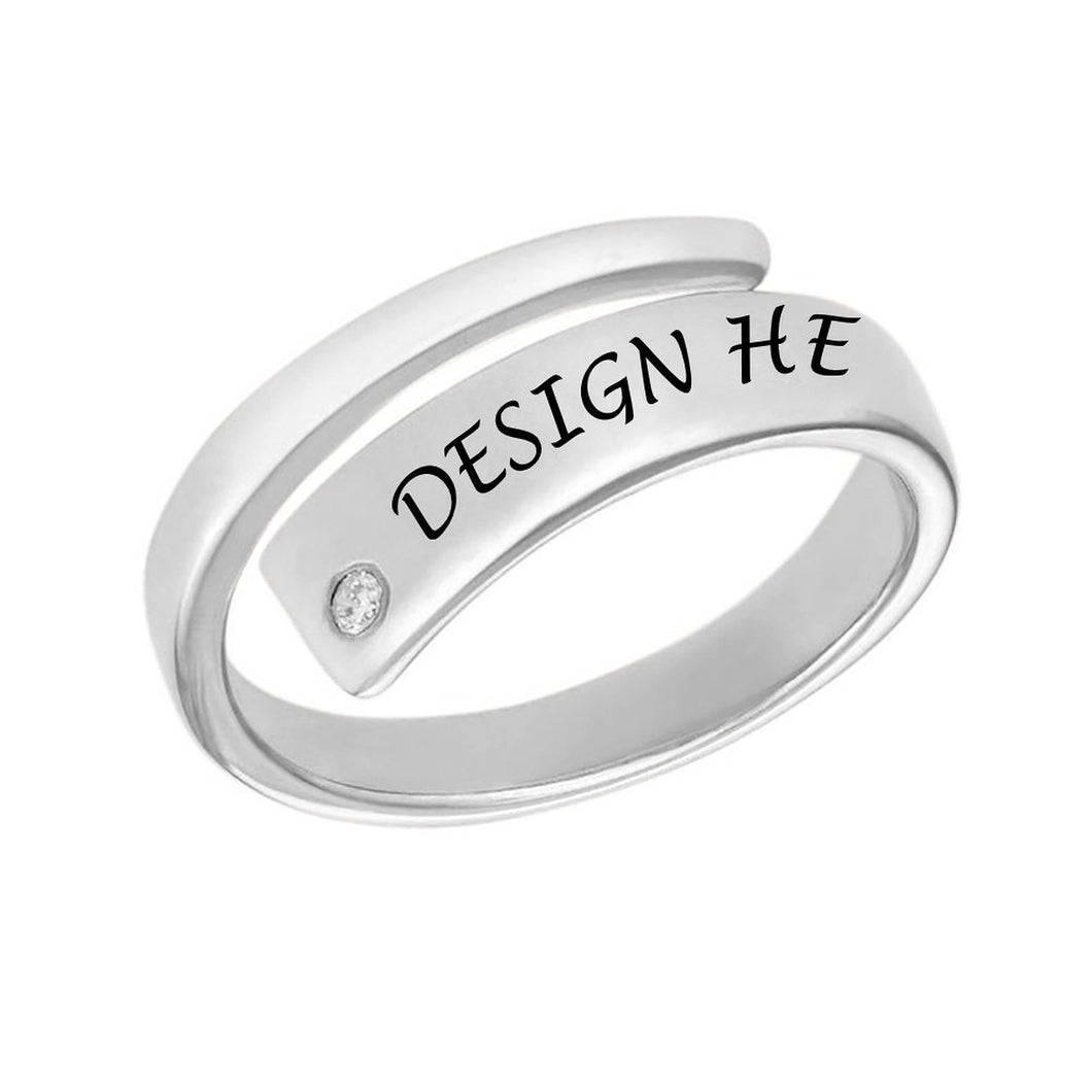 Damen / Herren Zirkonia Ring 925 Sterling Silber / 18K Gold Vergoldung / 18 K Roségold plattiert Eingewickelter Namensring mit Gravur J0003 selbst gestalten