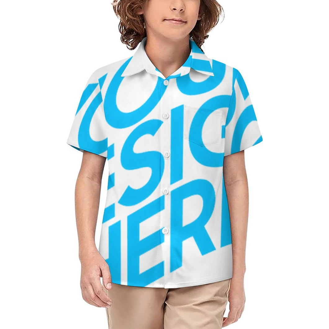 Einzelbild-Design Kinder Jungen Kurzarmhemd Kurzärmeliges Hemd 225 mit Foto Design Motiv Text selbst gestalten und bedrucken