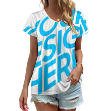 Lade das Bild in den Galerie-Viewer, Oversize Einzelbilddruck Damen / Frauen TSHIRT T-Shirt Kurzarm mit V Ausschnitt Große Größen VT mit Fotos Muster Text Logo selbst gestalten und bedrucken
