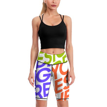 Lade das Bild in den Galerie-Viewer, Multi-Image-Design Damen / Frauen Sport Yoga Hose Leggings Knielang Y011B mit Foto Design Motiv Text selbst gestalten und bedrucken
