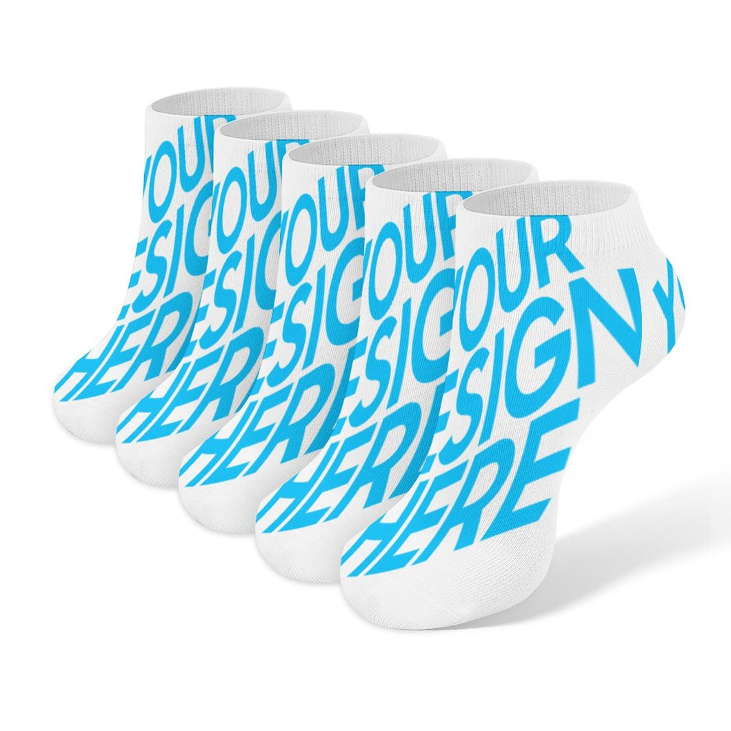 Atmungsaktive kurze Socken Sneakersocken - 5 Paar des gleichen Designs - für Herren & Damen (5x Paar) mit Fotos Muster Text Logo selbst gestalten und bedrucken