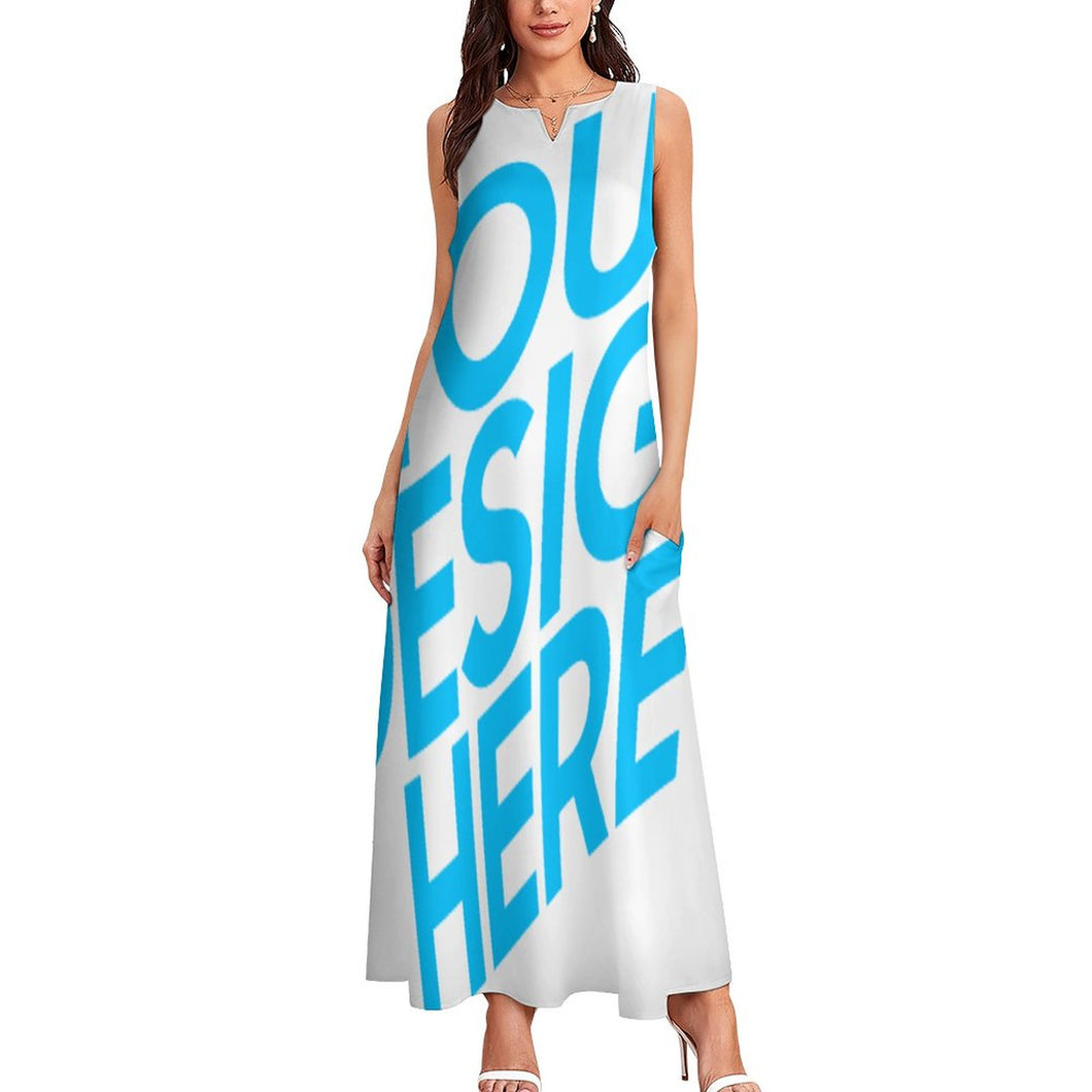 Große Größen Einzelbilddruck Damen / Frauen Maxikleid Lang Kleid ärmellos GQ mit Fotos Muster Text Logo selbst gestalten und bedrucken