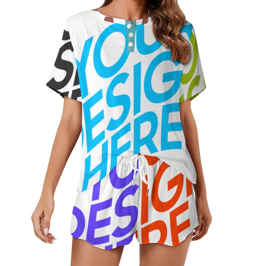 Multi-Image-Druck Damen / Frauen Freizeitanzug Hausanzug T-Shirt & Shorts UTZ mit Fotos Muster Text Logo selbst gestalten und bedrucken