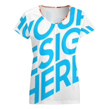 Lade das Bild in den Galerie-Viewer, Oversize Einzelbilddruck Damen / Frauen TSHIRT T-Shirt Kurzarm mit V Ausschnitt Große Größen VT mit Fotos Muster Text Logo selbst gestalten und bedrucken
