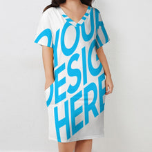 Lade das Bild in den Galerie-Viewer, Bis 5XL Einzelbilddruck Damen Lockeres TSHIRT T-Shirt Kleid mit Taschen LQ mit Fotos Muster Text Logo selbst gestalten und bedrucken
