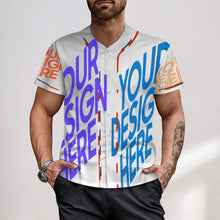 Lade das Bild in den Galerie-Viewer, Multi-Image-Design Herren / Männer Baseball Jersey Trikot mit Foto Design Motiv Text selbst gestalten und bedrucken
