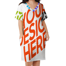 Lade das Bild in den Galerie-Viewer, Multi-Image-Druck Lockeres T-Shirt Kleid mit Taschen Frauen LQ Bis 5XL mit Fotos Muster Text Logo selbst gestalten und bedrucken
