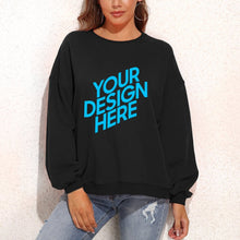 Lade das Bild in den Galerie-Viewer, Dicker Rundhalspullover Sweatshirts mit Puffärmel Vorderdruck D85 für Damen Frauen mit Foto selbst gestalten und bedrucken
