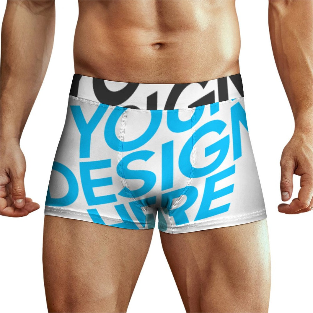 Multi-Image-Design Männer Boxershorts Herren Unterhose Hohe Taille mit breitem Elastikbündchen mit Fotos Muster Text Logo selbst gestalten und bedrucken