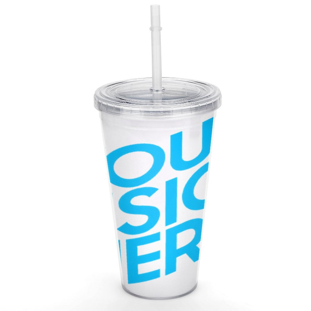 Doppelwandiger Thermo-Becher mit Deckel und Strohhalm Wasserflasche Wasserbecher Doppel-isolierbecher Kreativer Doppel-strohbecher mit Ihrem eigenen Design Text oder Foto selbst gestalten und bedrucken