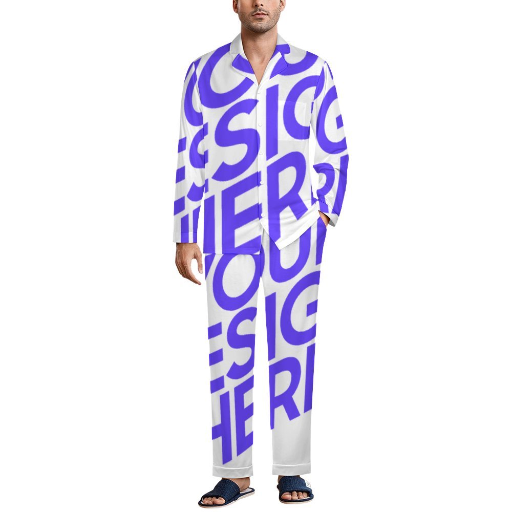 Einzelbild-Design Herren / Männer Schlafanzug Pyjama Set Langarm - Kragen Classic (2 tlg.) SDS062 mit Foto Design Motiv Text selbst gestalten und bedrucken