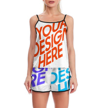 Lade das Bild in den Galerie-Viewer, Multi-Image-Druck Damen / Frauen Shorty Pyjama Set Nachtwäsche SY0026 mit Fotos Muster Text Logo selbst gestalten und bedrucken
