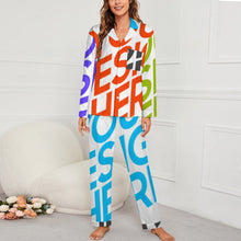 Lade das Bild in den Galerie-Viewer, Multi-Image-Design Damen / Frauen Schlafanzug Pyjama Set Langarm - Kragen Classic (2 tlg.) SDS062 mit Foto Design Motiv Text selbst gestalten und bedrucken
