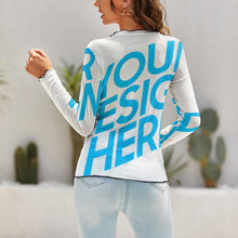Lade das Bild in den Galerie-Viewer, Basic Langarm-Shirt komfortabler Pullover mit Mesh-Einsatz am Ausschnitt Longsleeve NZ140 - Damen / Frauen - selbst gestalten und bedrucken
