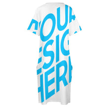 Lade das Bild in den Galerie-Viewer, Bis 5XL Einzelbilddruck Damen Lockeres TSHIRT T-Shirt Kleid mit Taschen LQ mit Fotos Muster Text Logo selbst gestalten und bedrucken
