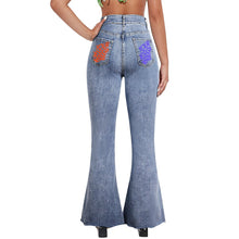 Lade das Bild in den Galerie-Viewer, Multi-Image-Druck Damen / Frauen Schlagjeans Stretch Jeans Skinny Denim Schlaghose MC603 mit Fotos Muster Text Logo selbst gestalten und bedrucken
