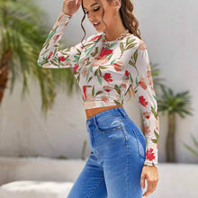 Lade das Bild in den Galerie-Viewer, Backless Crop Top Langarmshirt NZ141 super kurz - Damen / Frauen - selbst gestalten und bedrucken
