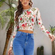 Lade das Bild in den Galerie-Viewer, Backless Crop Top Langarmshirt NZ141 super kurz - Damen / Frauen - selbst gestalten und bedrucken
