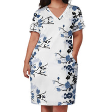 Lade das Bild in den Galerie-Viewer, Bis 5XL Einzelbilddruck Damen Lockeres TSHIRT T-Shirt Kleid mit Taschen LQ mit Fotos Muster Text Logo selbst gestalten und bedrucken
