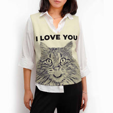 Lade das Bild in den Galerie-Viewer, Classic Basics modische ärmellose Strickweste Strickjacke Pullunder MY05 für Damen Frauen mit Foto Muster Text selbst gestalten und bedrucken
